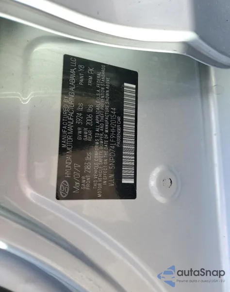 2017 Hyundai Elantra Se from USA, damaged, VIN 5NPD74LF9HH201544